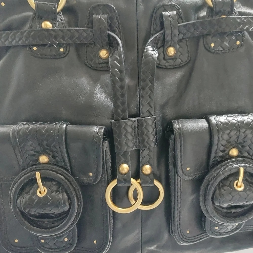Elliott Lucca Black and Gold Tote with Structured Design